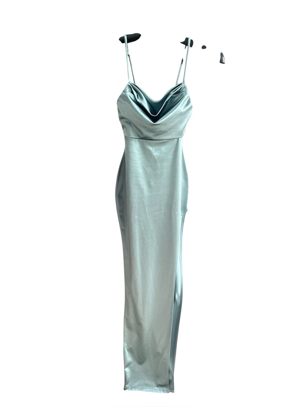 Windsor Women's XS spaghetti strap long pale green dress w/ high thigh slit